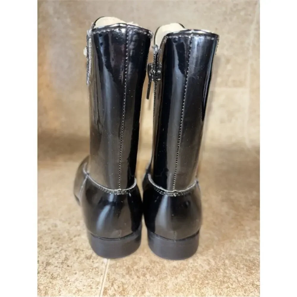 L'amour Size 8 Toddler black patent leather mid-calf boot
